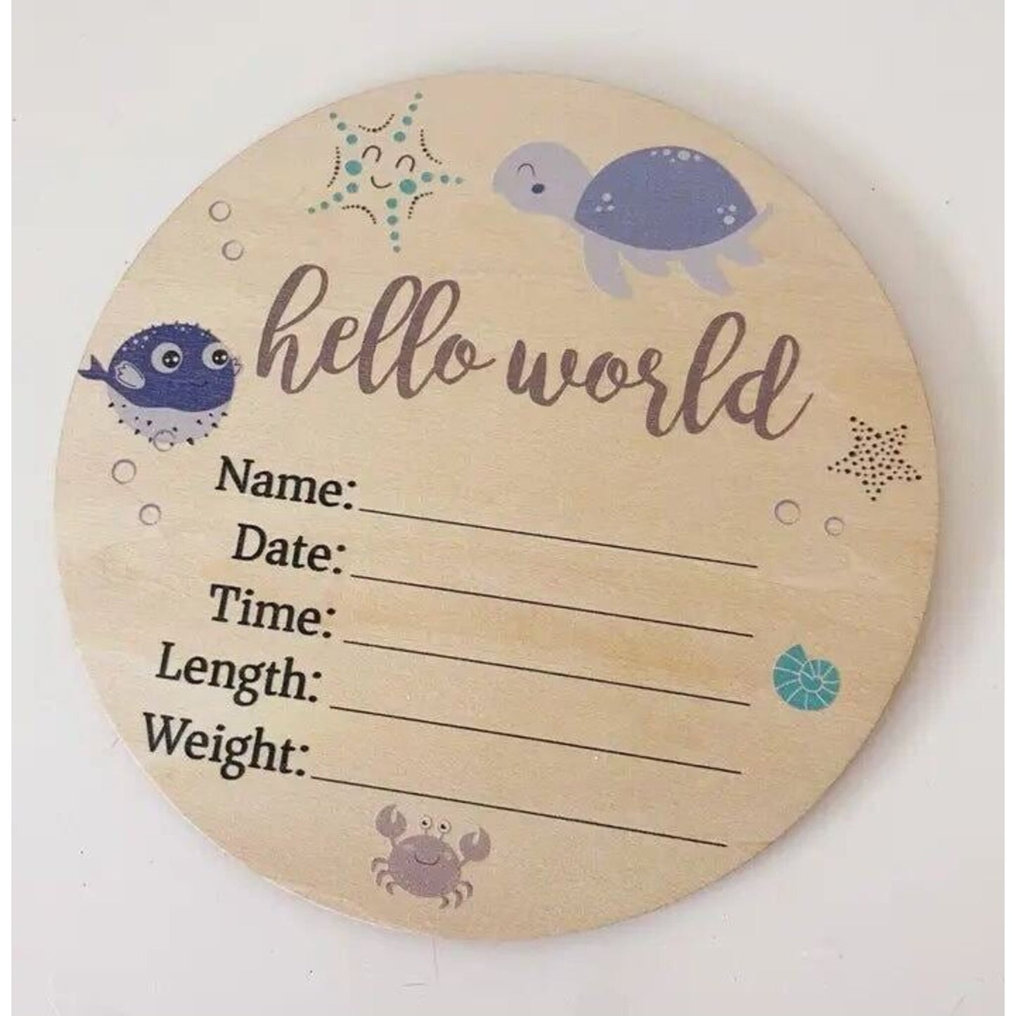 Timber Tinkers Sea Animals Wooden Birth Disc | Aster & Ruby