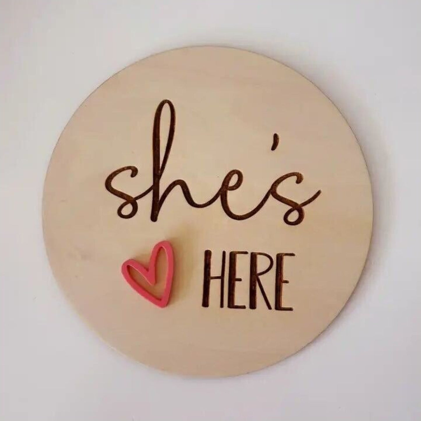 She's Here Heart – children's product by Timber Tinkers | Aster & Ruby