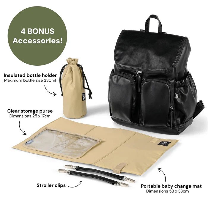 Signature Nappy Backpack Black Nylon - Aster & Ruby