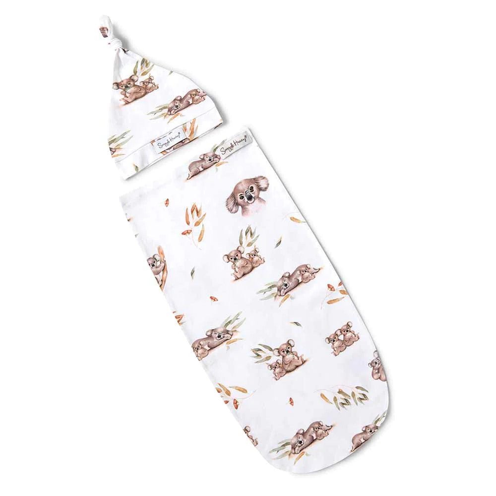 Snuggle Hunny Koala Organic Snuggle Swaddle & Beanie Set - Aster & Ruby