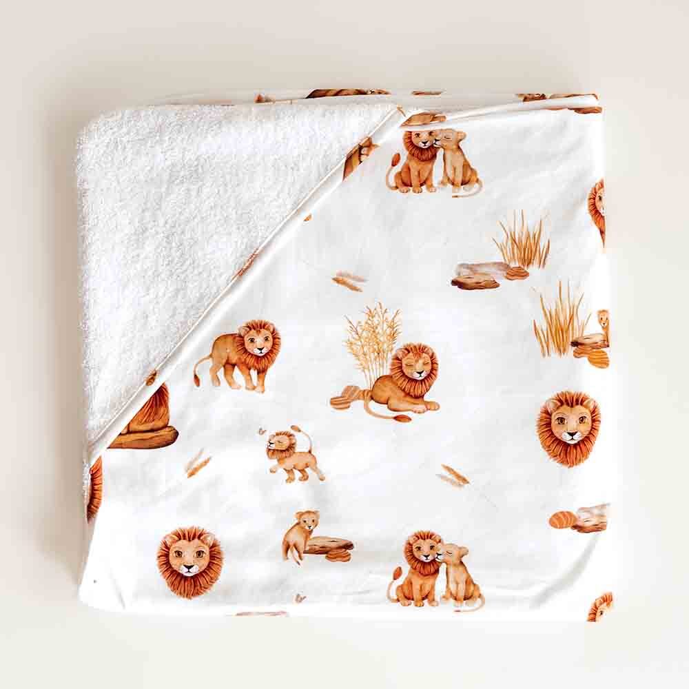 Snuggle Hunny Lion Organic Hooded Baby Towel-Aster & Ruby