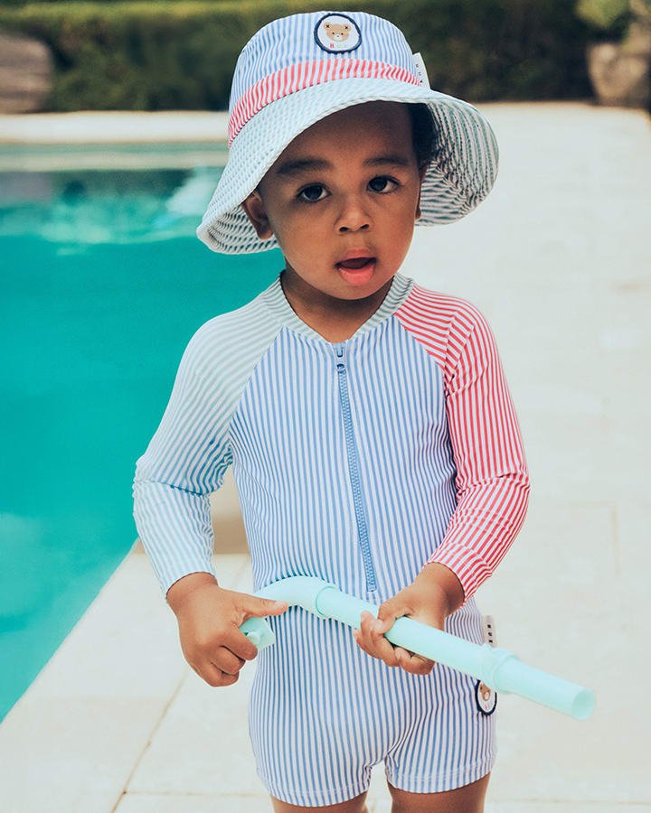 Spliced Stripe Swimsuit Shortie - Aster & Ruby