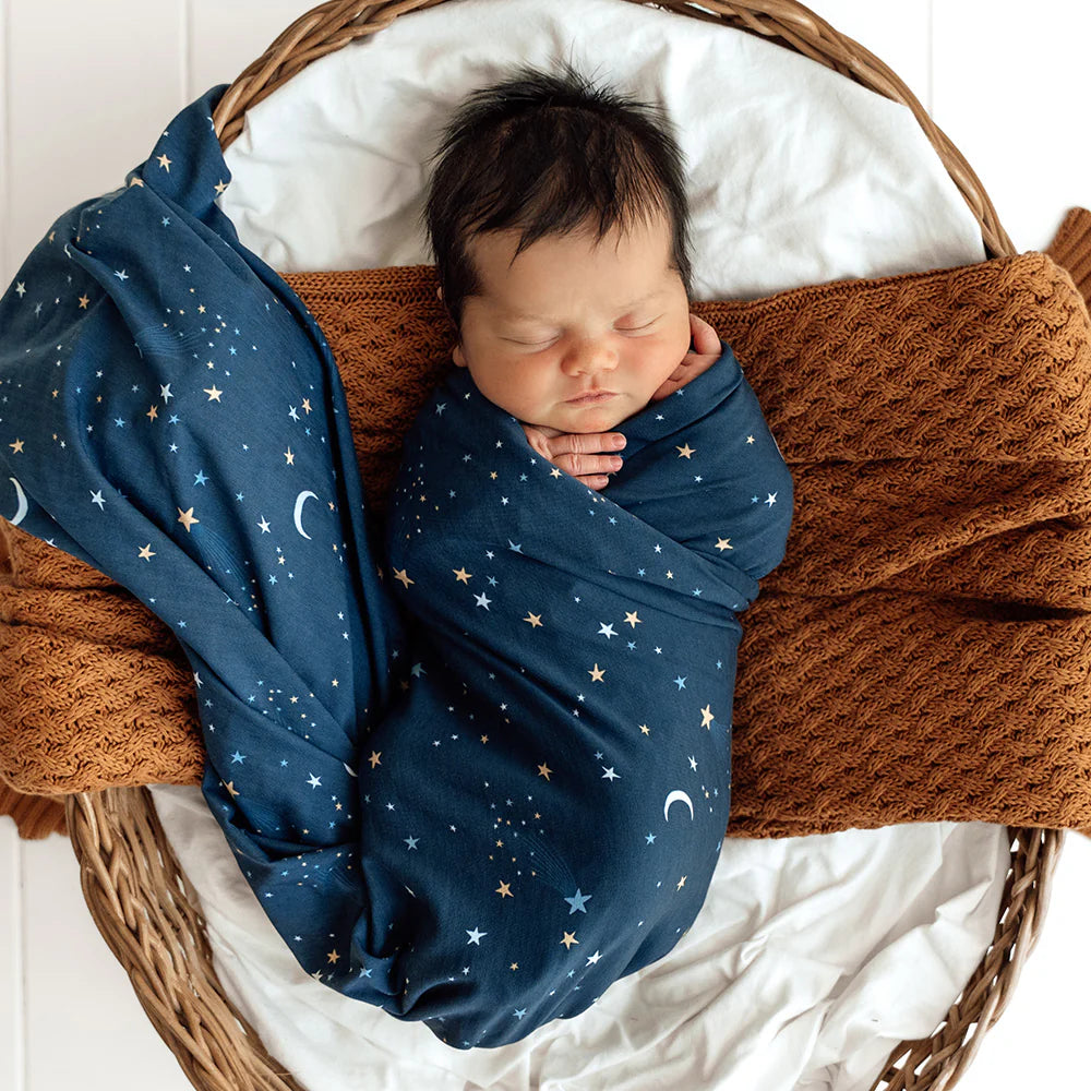 Starry Night Organic Jersey Wrap & Beanie Set