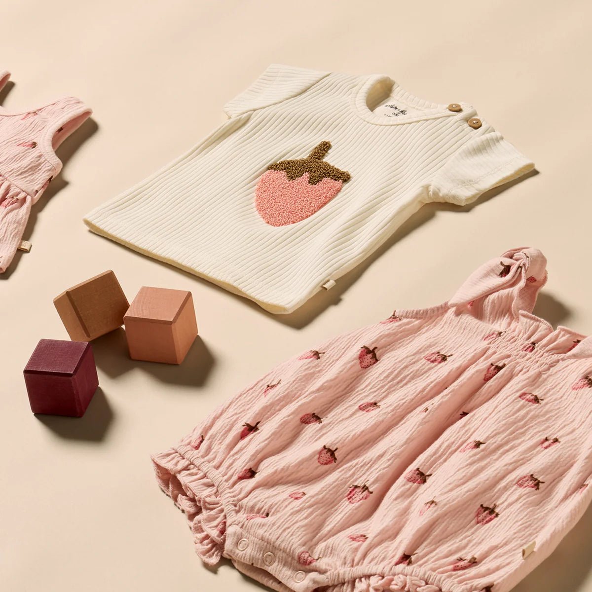 Strawberry Kisses Embroidered Organic Tee - Aster & Ruby