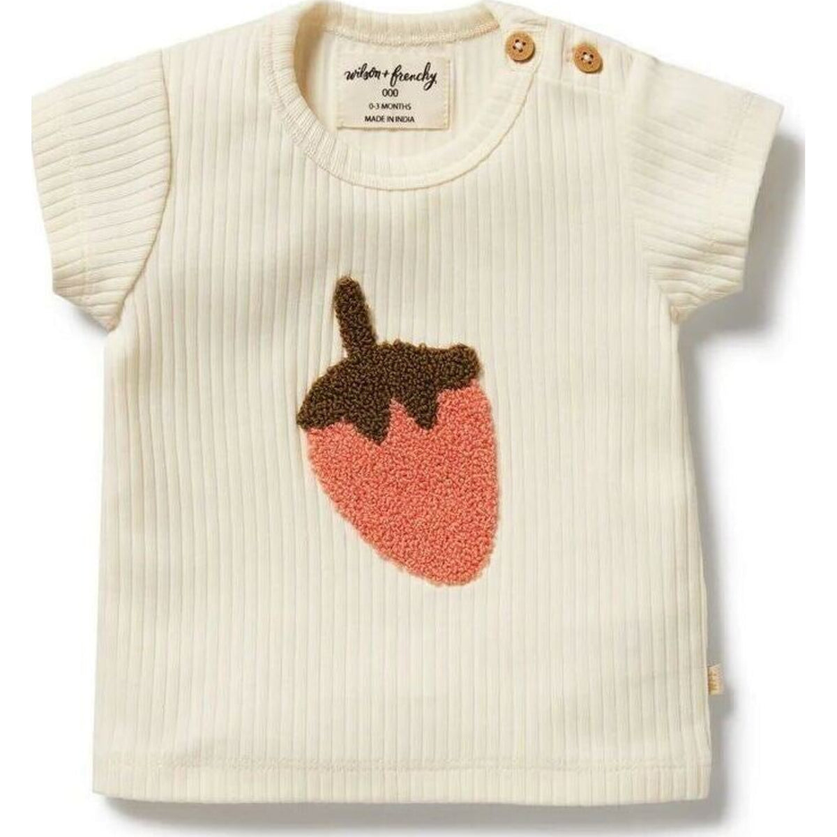 Wilson & Frenchy Strawberry Kisses Embroidered Organic Tee | Aster & Ruby