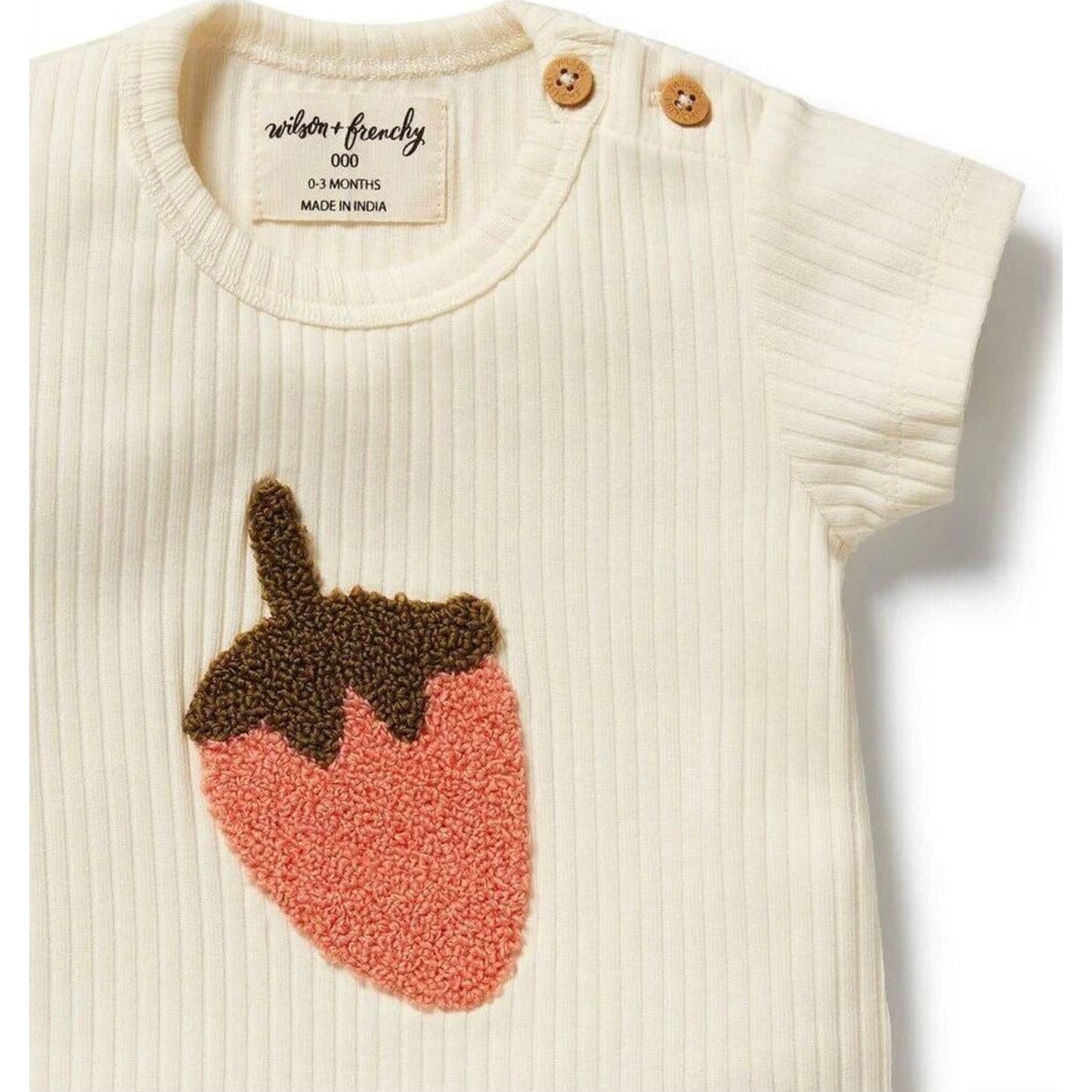 Wilson & Frenchy Strawberry Kisses Embroidered Organic Tee | Aster & Ruby
