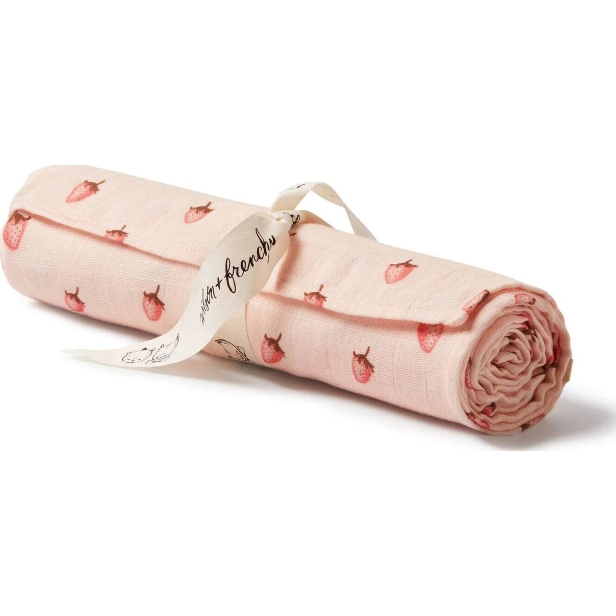 Wilson & Frenchy Strawberry Kisses Organic Muslin | Aster & Ruby