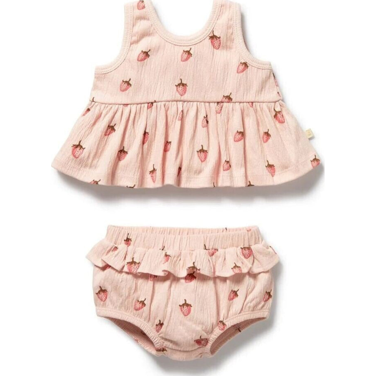 Wilson & Frenchy Strawberry Kisses Organic Ruffle Set | Aster & Ruby