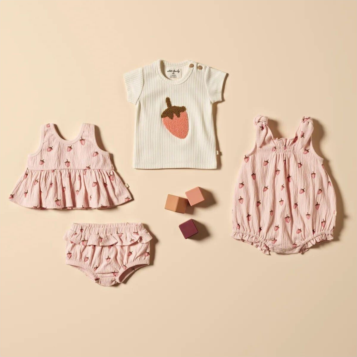 Wilson & Frenchy Strawberry Kisses Organic Ruffle Set | Aster & Ruby