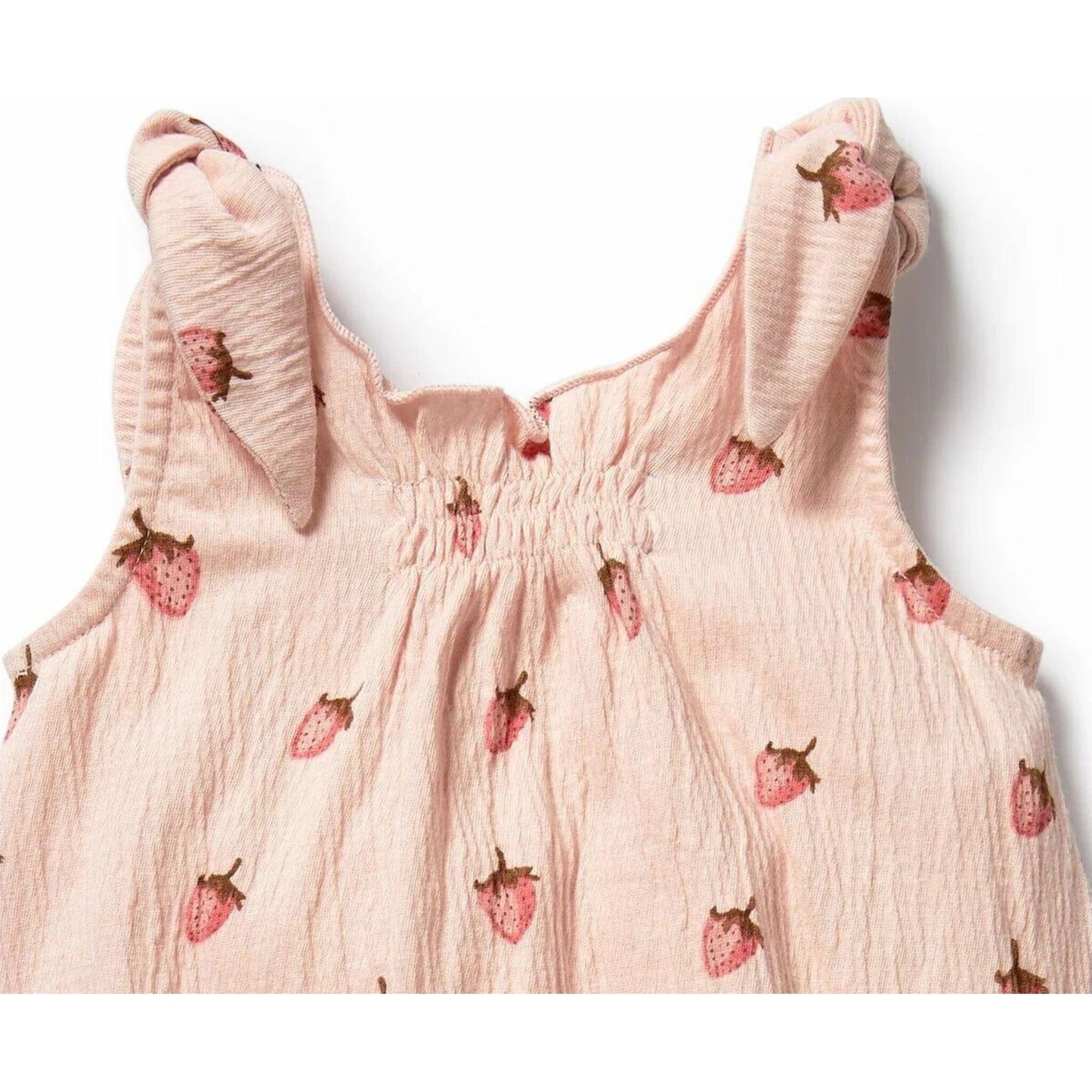 Wilson & Frenchy Strawberry Kisses Organic Tie Playsuit | Aster & Ruby