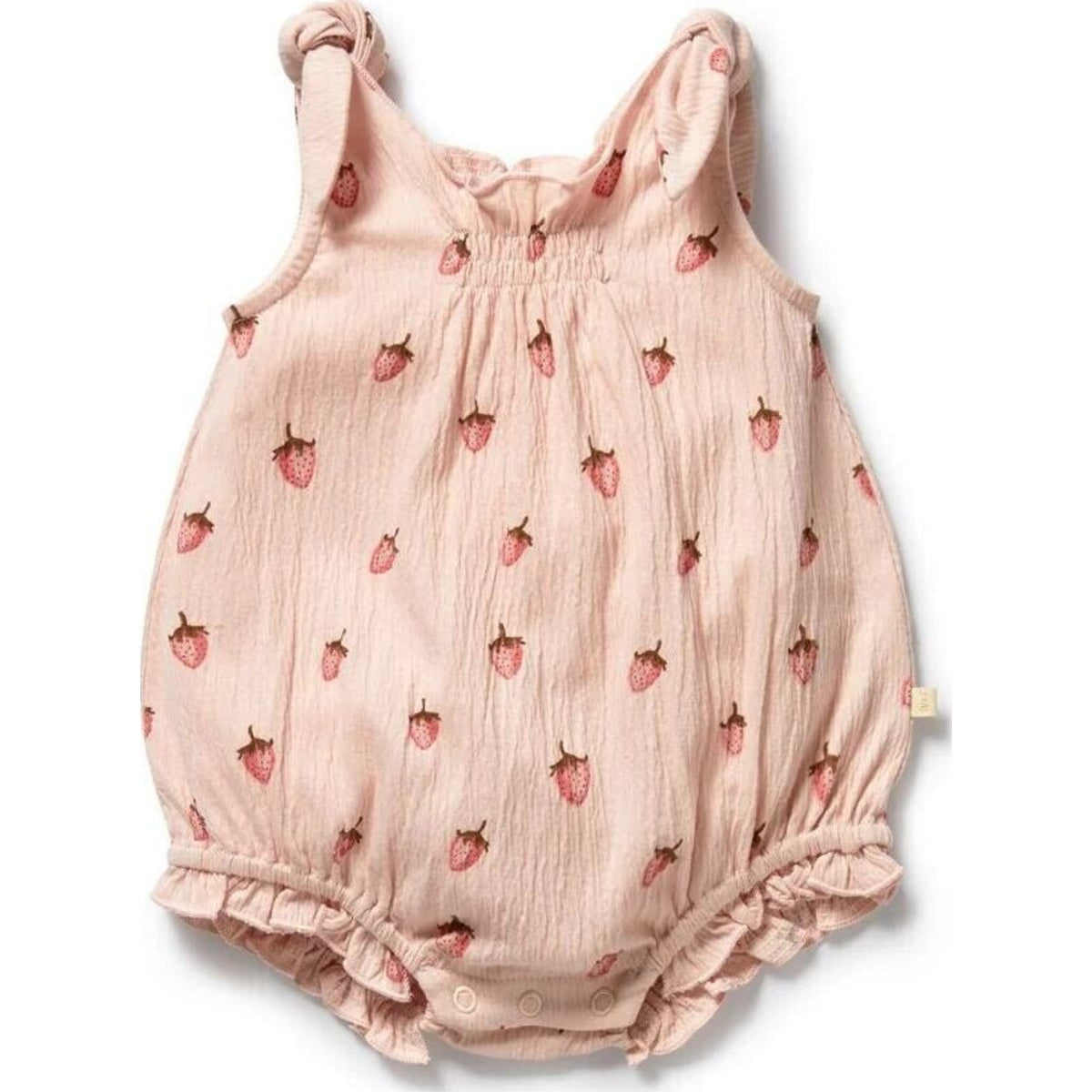 Wilson & Frenchy Strawberry Kisses Organic Tie Playsuit | Aster & Ruby