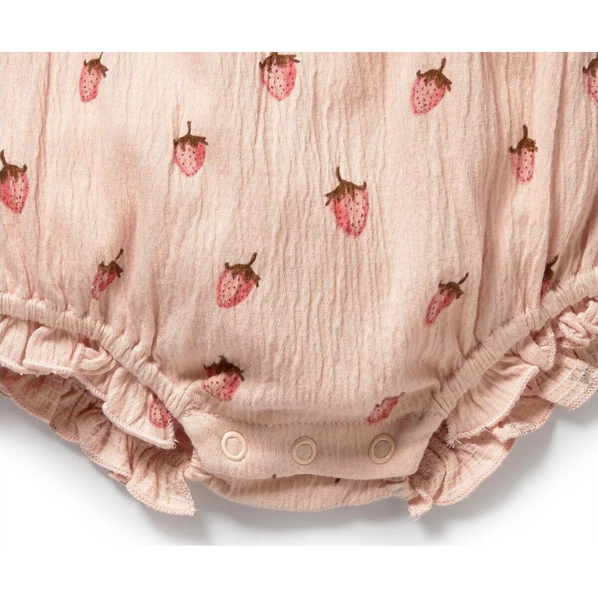 Wilson & Frenchy Strawberry Kisses Organic Tie Playsuit | Aster & Ruby