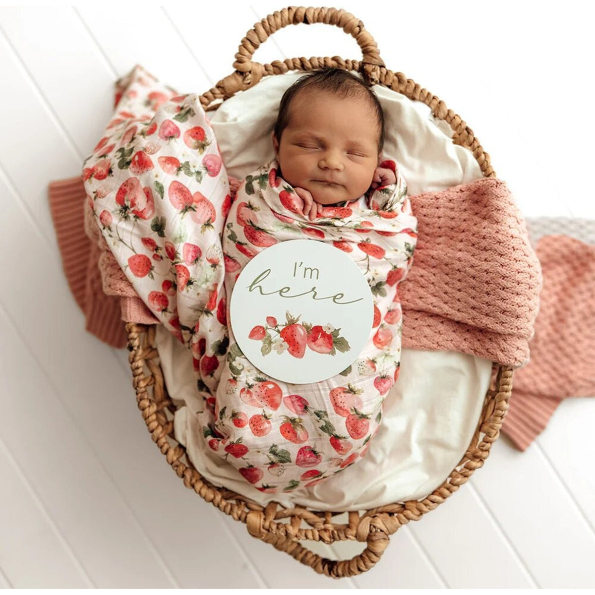 Strawberry Organic Muslin Wrap - Aster & Ruby