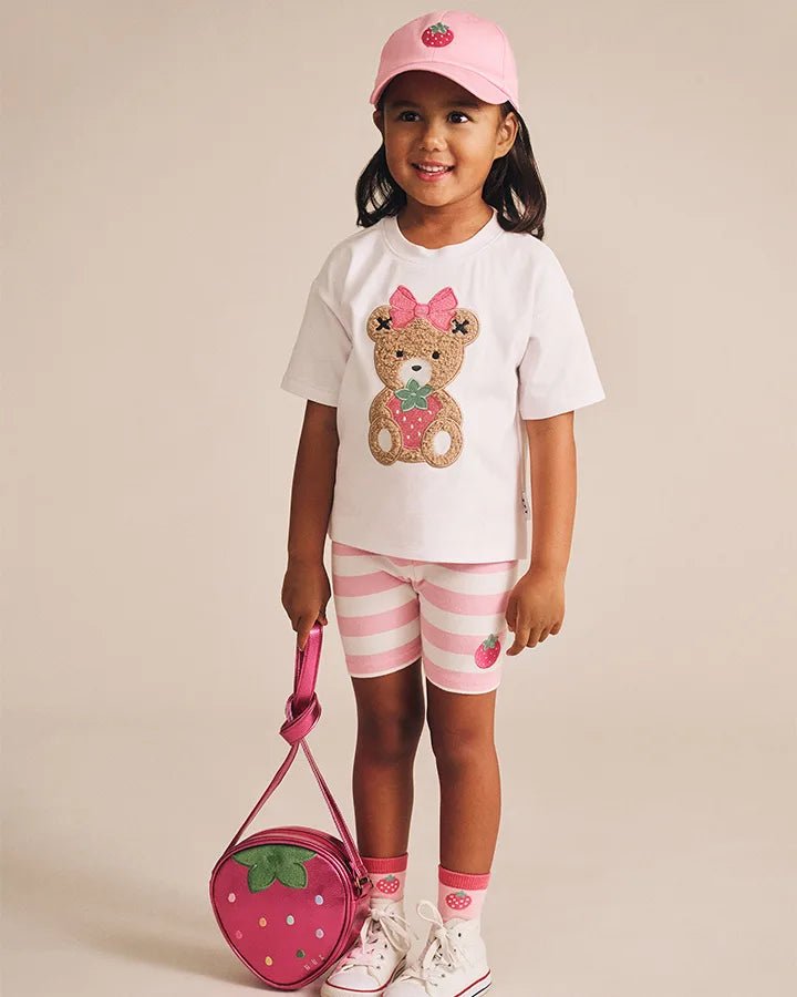 Strawberry Stripe Bike Short - Aster & Ruby