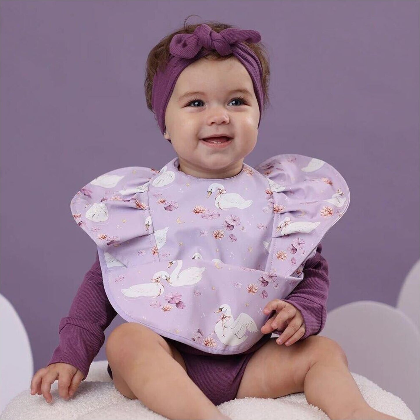 Snuggle Hunny Swan Lake Frill Snuggle Bib | Aster & Ruby