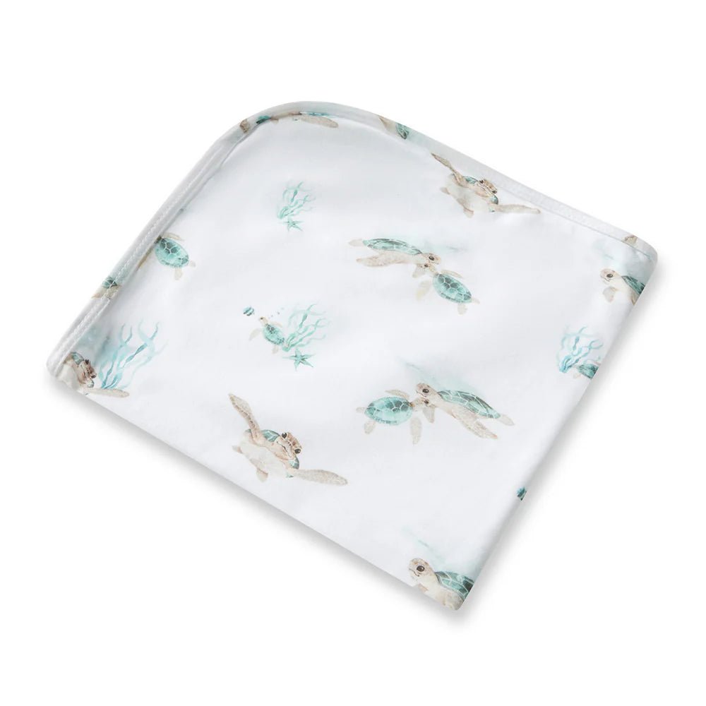 Turtle Organic Jersey Wrap & Beanie Set - Aster & Ruby