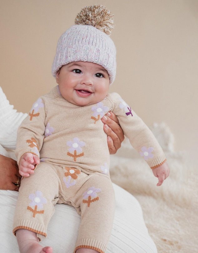 Tutu Tiger Flowers Knitted Romper - Aster & Ruby