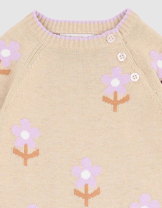 Tutu Tiger Flowers Knitted Romper - Aster & Ruby