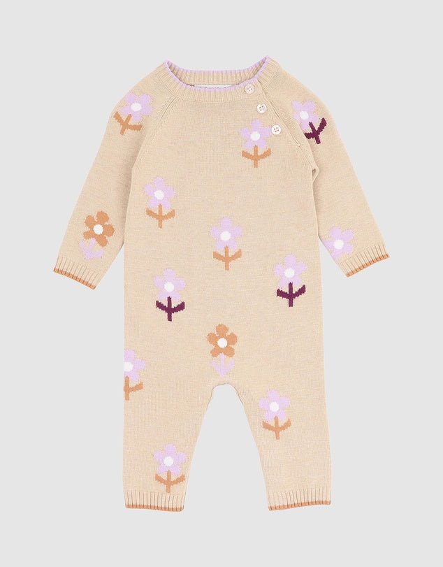 Tutu Tiger Flowers Knitted Romper - Aster & Ruby