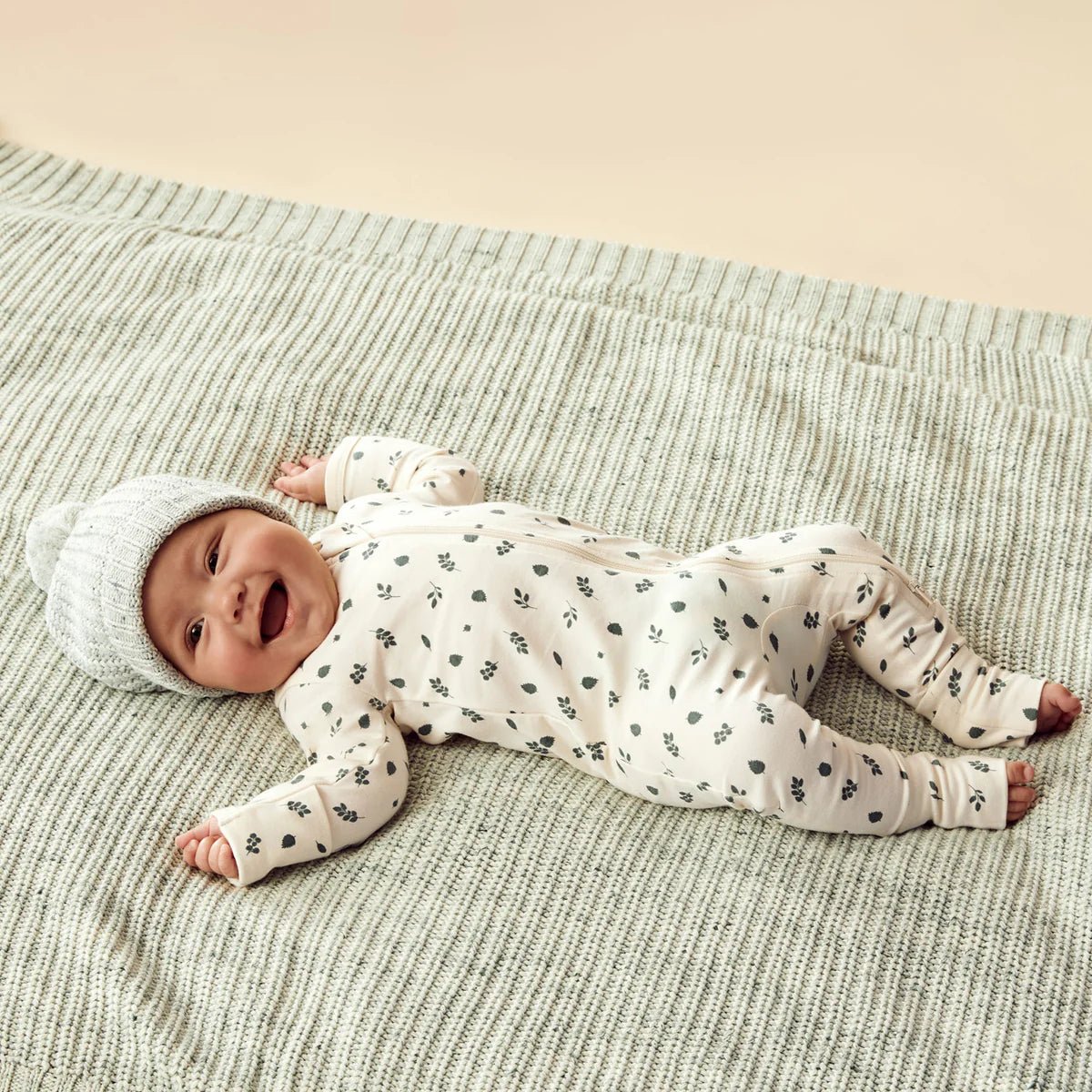 Twilight Leaf Organic Zipsuit with Feet - Aster & Ruby
