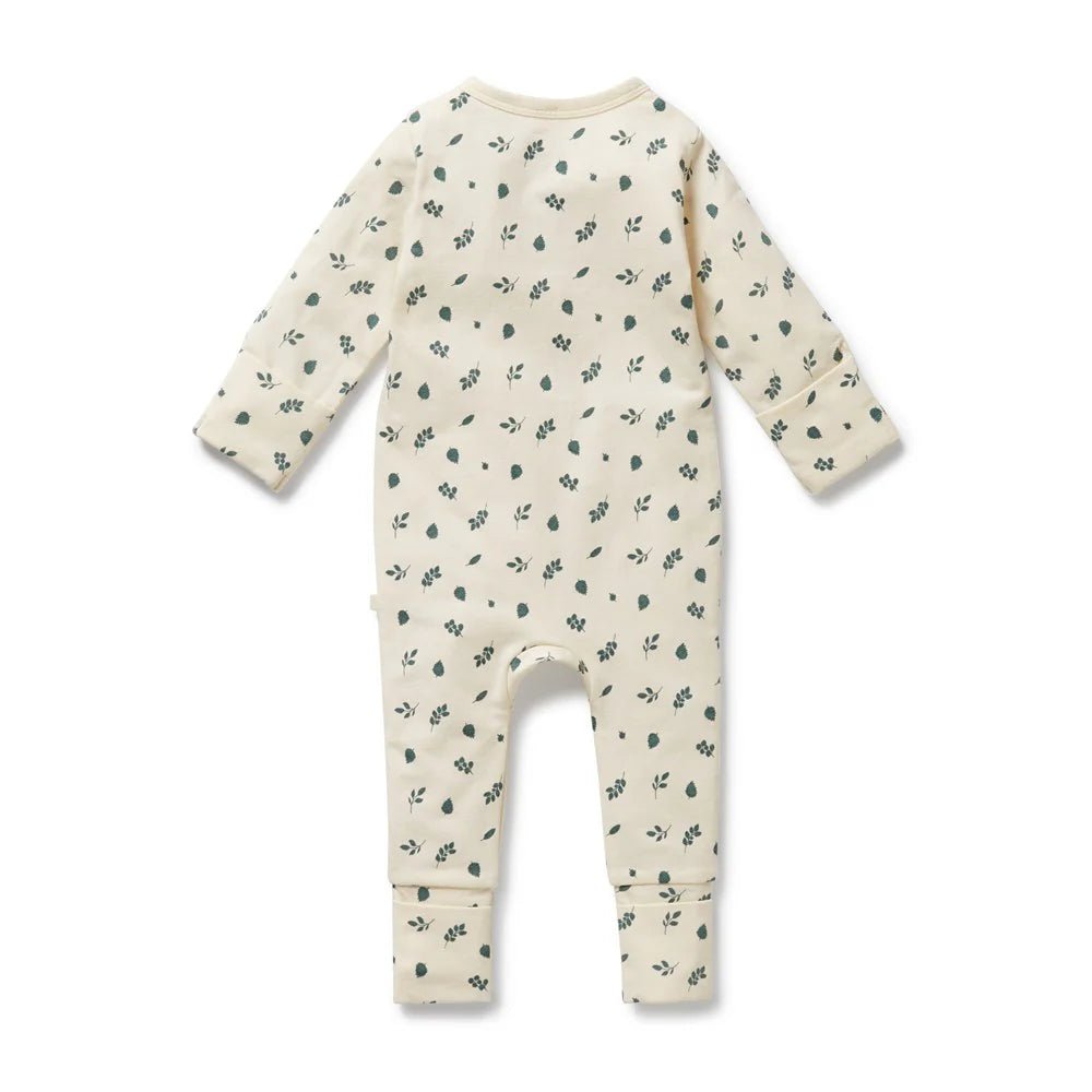 Twilight Leaf Organic Zipsuit with Feet - Aster & Ruby
