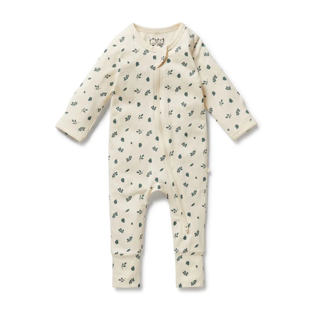 Twilight Leaf Organic Zipsuit with Feet - Aster & Ruby