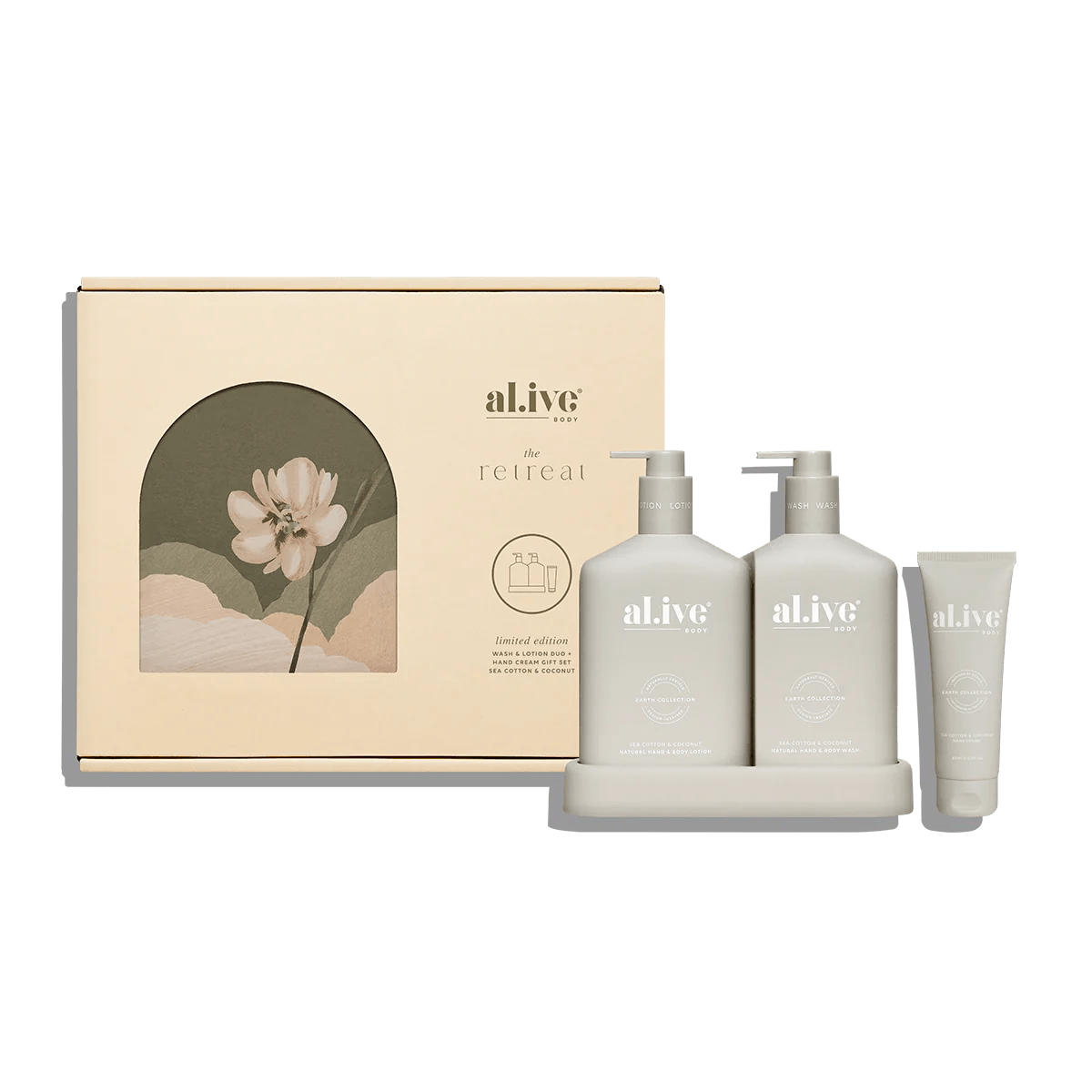 Wash & Lotion Duo + Hand Cream Gift Set - Sea Cotton & Coconut - Aster & Ruby