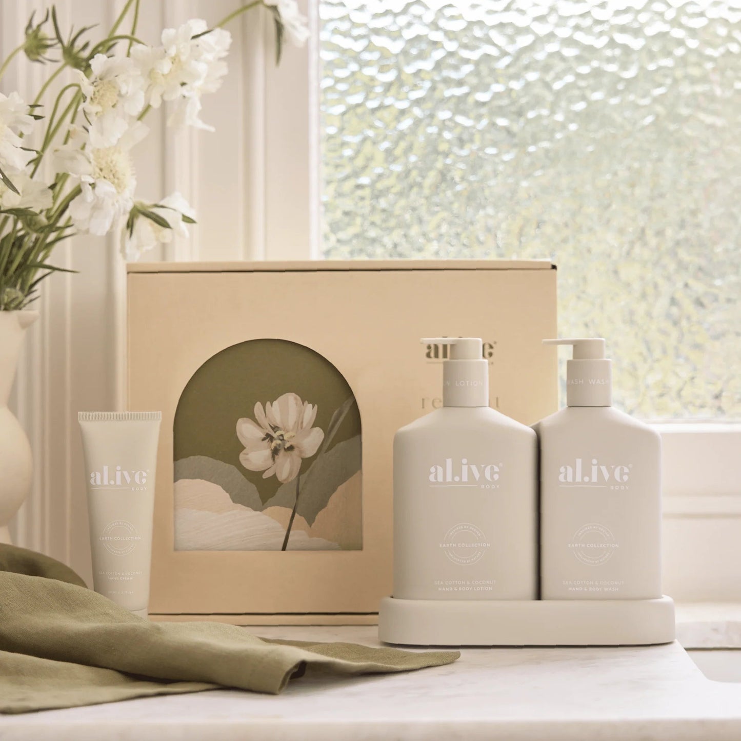 Wash & Lotion Duo + Hand Cream Gift Set - Sea Cotton & Coconut - Aster & Ruby