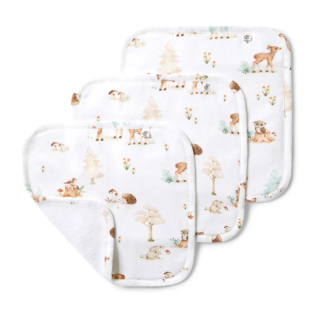Organic Wash Cloths 3 Pack Woodland Tales