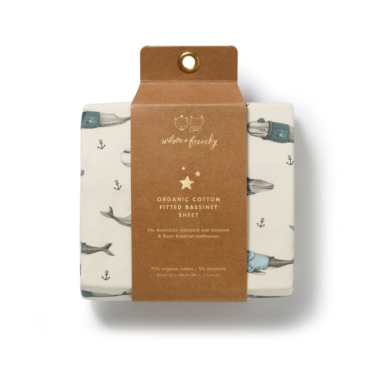 Woolly Whales Organic Bassinet Sheet