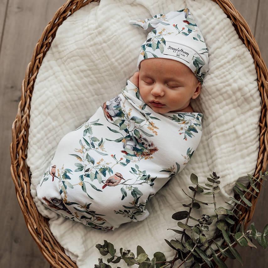 Snuggle Swaddle & Beanie Set Eucalypt - Aster & Ruby