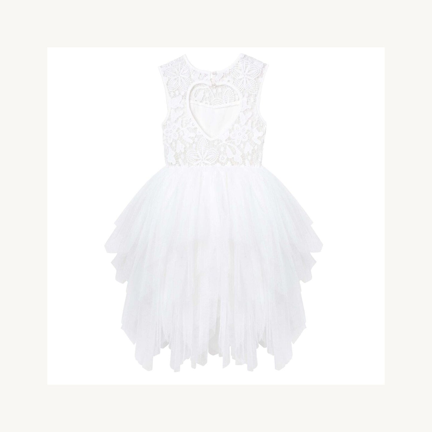 Designer Kidz Tara Heart Back Dress Ivory | Aster & Ruby