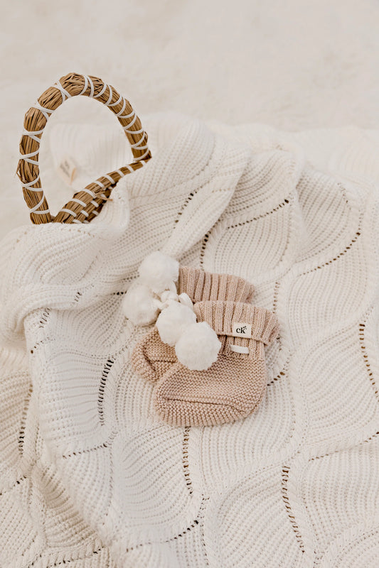Knit Booties | Biscotti Poms