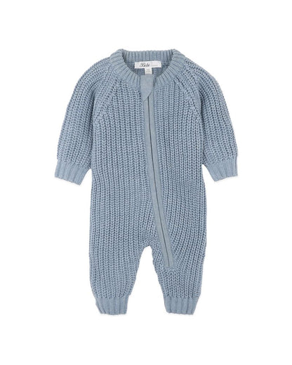 Blue Knitted Zip Romper
