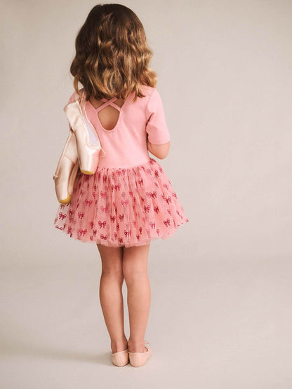 Glitter Bow Tutu Tulle Dress