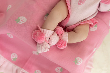 Knit Booties | Pink Poms