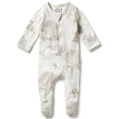 Organic Zipsuit with Feet Welcome to the World