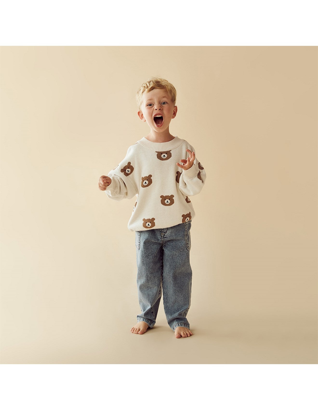 Wilson & Frenchy Beary Cute Organic Knitted Jacquard Jumper | Aster & Ruby