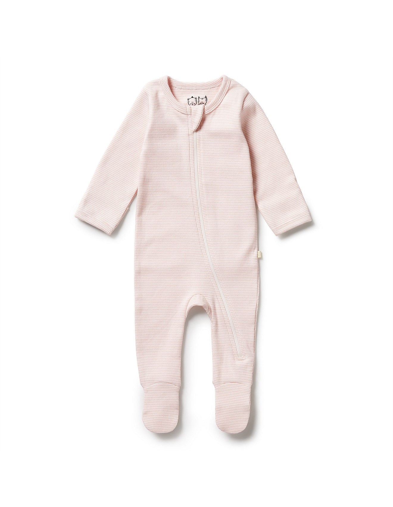 Wilson & Frenchy Cantaloupe Organic Stripe Rib Zipsuit with Feet | Aster & Ruby