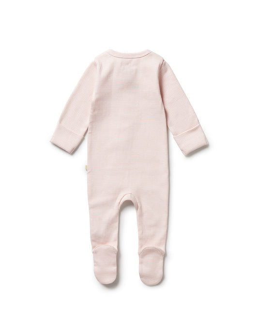Wilson & Frenchy Cantaloupe Organic Stripe Rib Zipsuit with Feet | Aster & Ruby