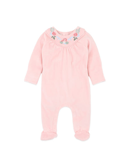 Wild Garden Embroidered Velour Zip Onesie