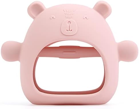 Pastel Pink Silicone Bear Teething Mitten