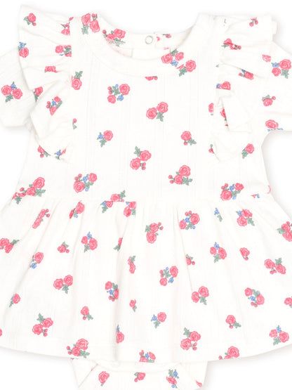 Floral Pointelle Sleeveless Dress Romper and Headband