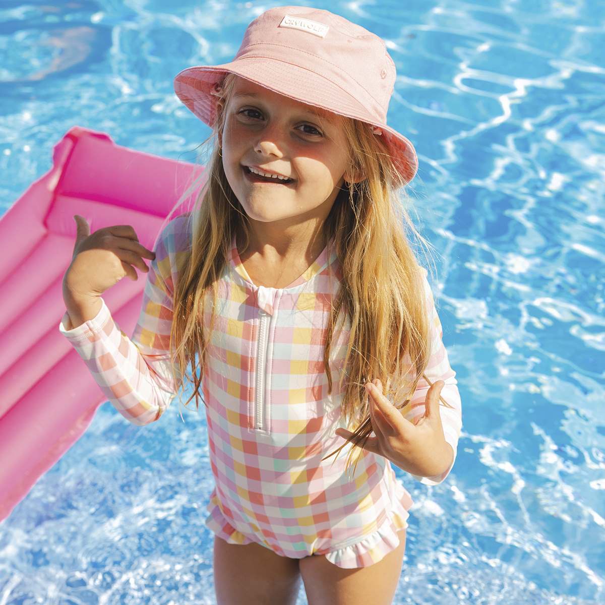 Long Sleeve Swimsuit Pop Gingham