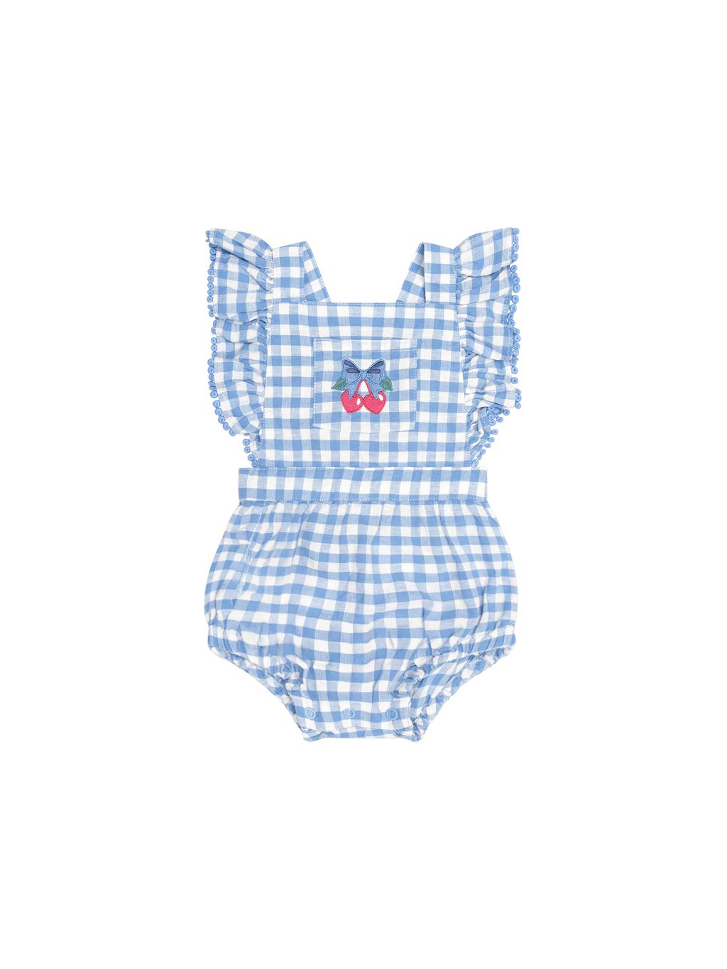 Dusty Blue Gingham Bow Playsuit