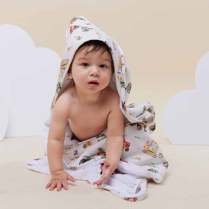 Diggers & Tractors Organic Hooded Towel