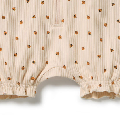 Little Lady Bugs Organic Ruffle Zipsuit