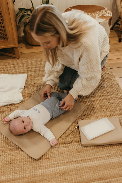 Nappy Changing Pouch Oat Vegan Leather