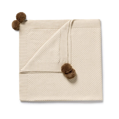 Cream Organic Knitted Bubble Blanket