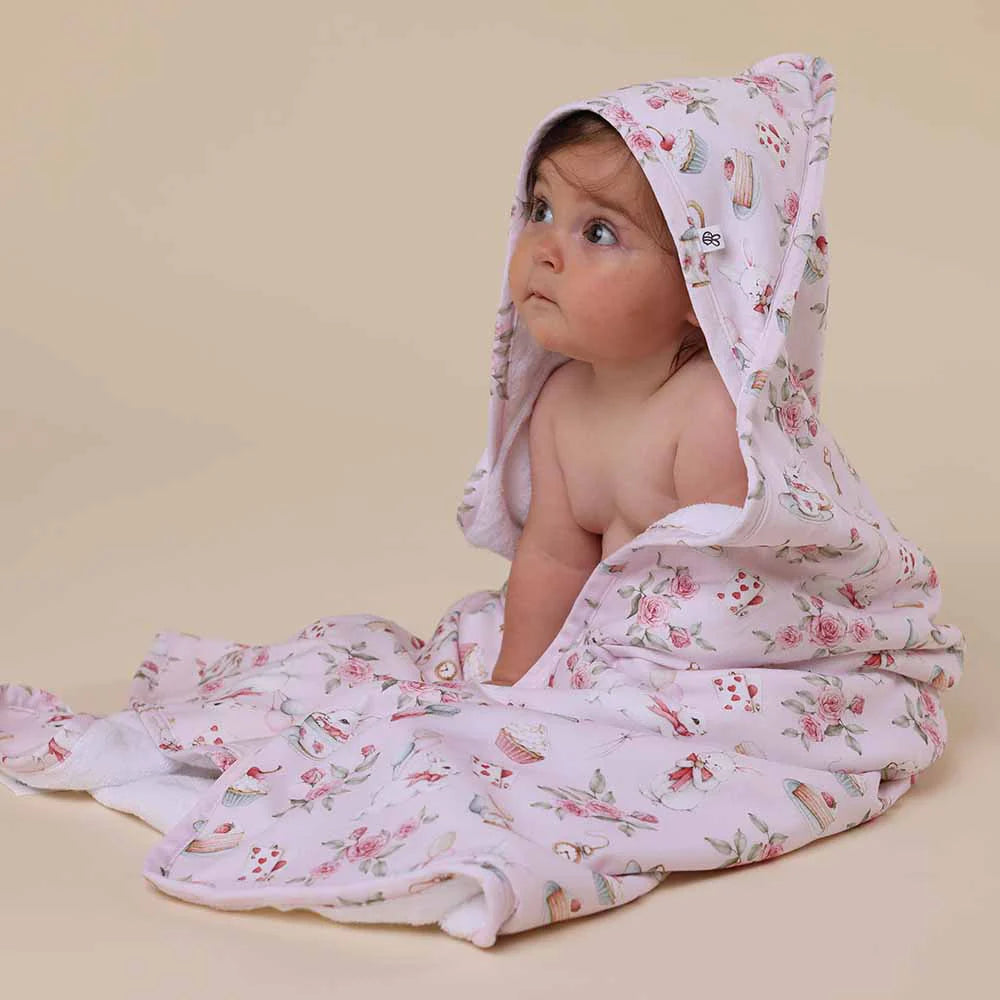 Alice’s Tea Party Organic Hooded Baby Towel